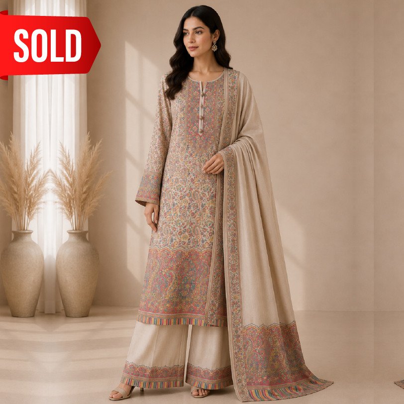 Women's 3 Piece Fully Embroidered Pashmina Suit