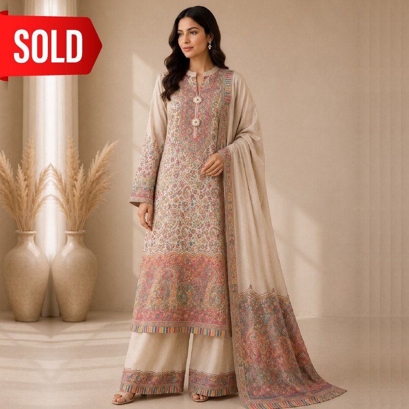 Women's 3 Piece Full Embroidered Pashmina Suit