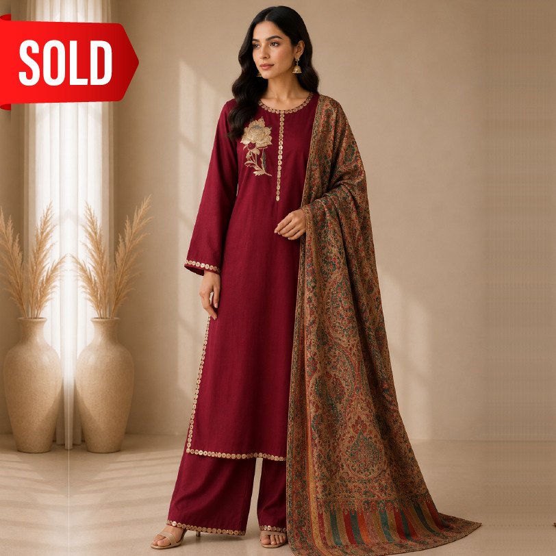 Women's 3 Piece Heavy Embroidered Pashmina Suit