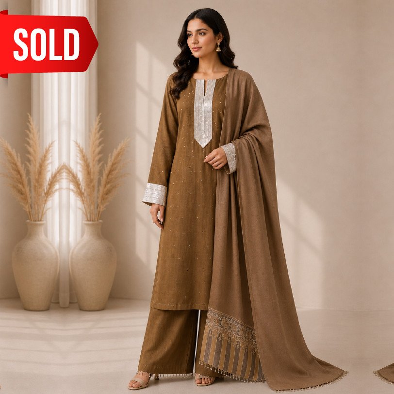 Pashmina 3 Piece Suit with Sitara Work