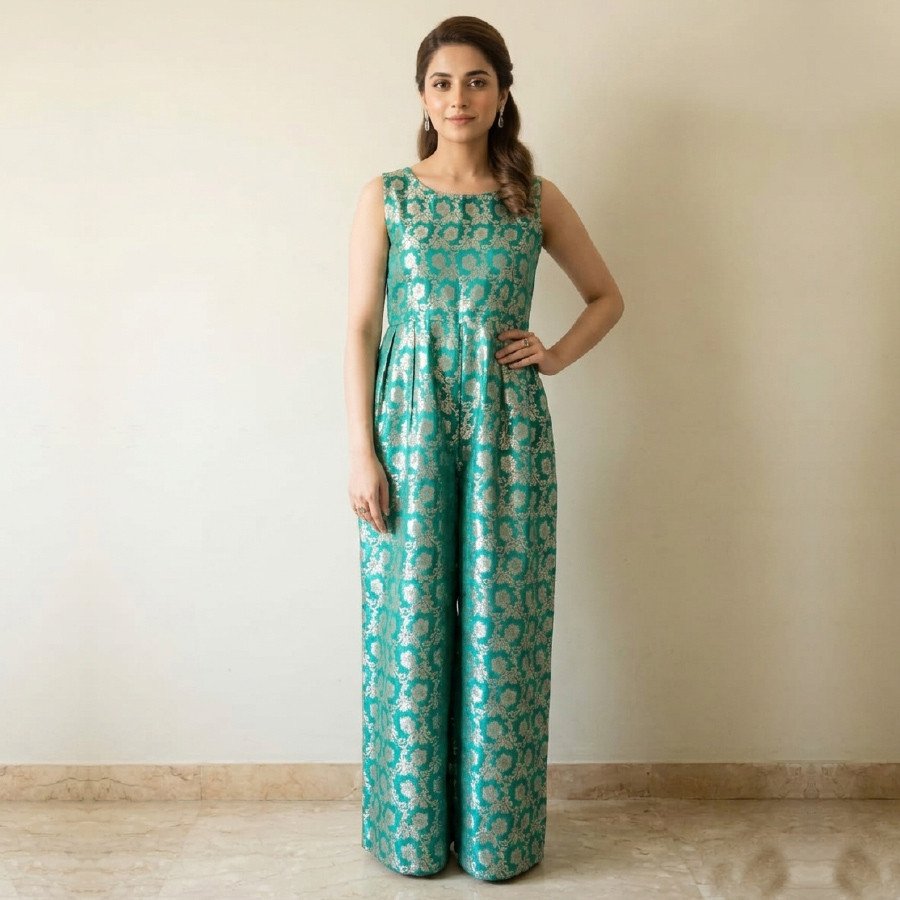 Banarsi Soft Fabric Jumpsuit – Medium | Elegant 1-Piece