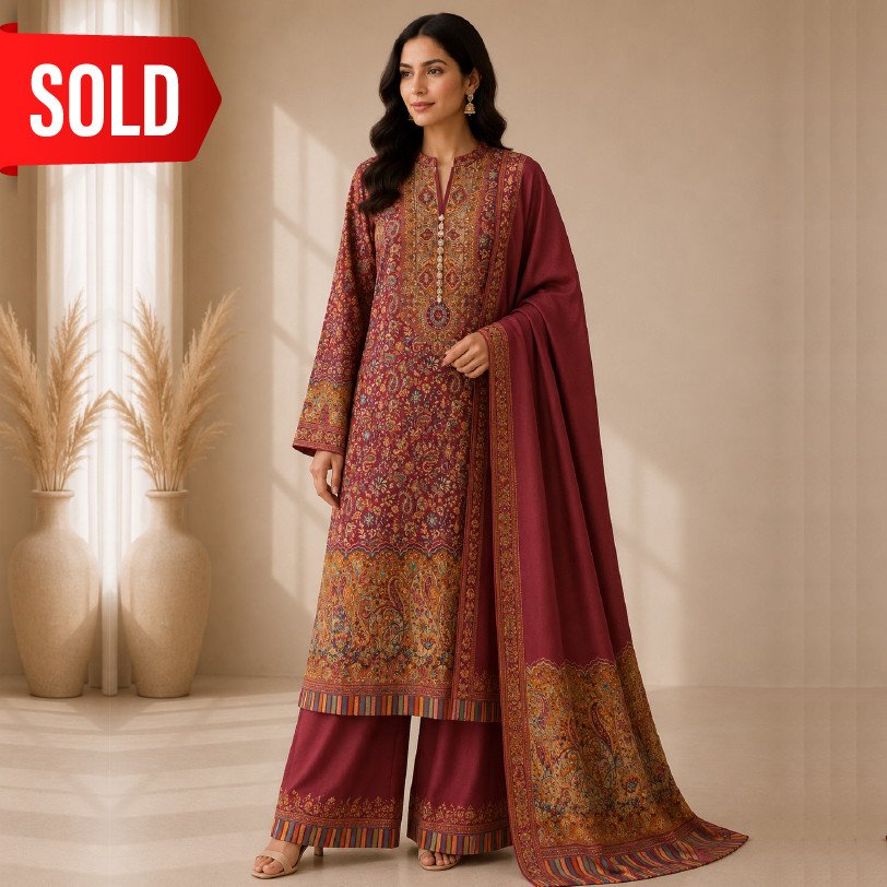 Women's 3 Piece Embroidered Pashmina Suit