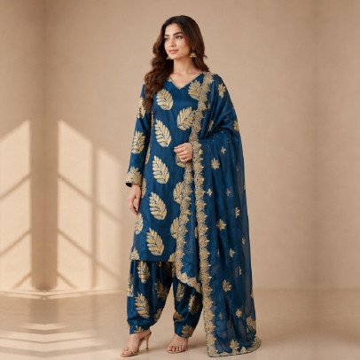 Luxury Raw Silk 3 Piece Sitara Embroidered Suit