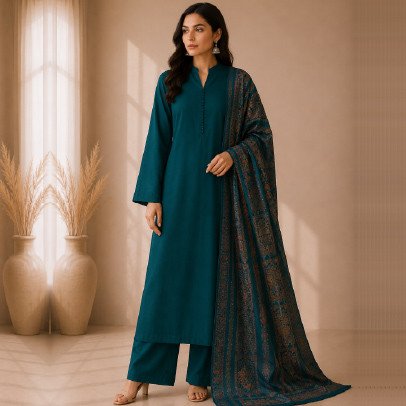 Women's 3 Piece Plain Pashmina Suit