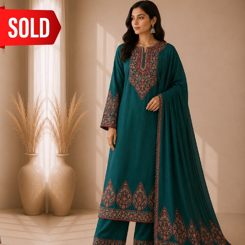 Women's 3 Piece Embroidered Pashmina Suit