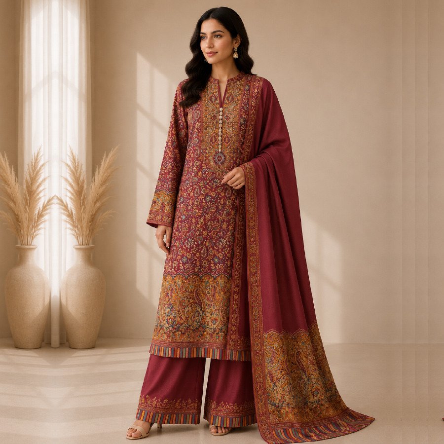 Women's 3 Piece Embroidered Pashmina Suit