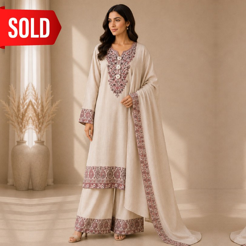 Luxury Pashmina Embroidered 3 Piece Suit