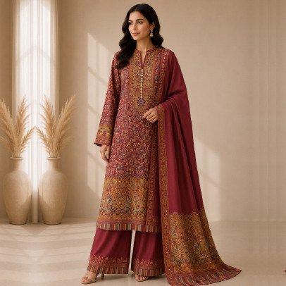 Women's 3 Piece Embroidered Pashmina Suit