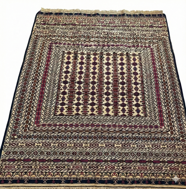 Handmade Persian Milliki Killim Wool Rug – 6×4 ft | Multicolor Needlework