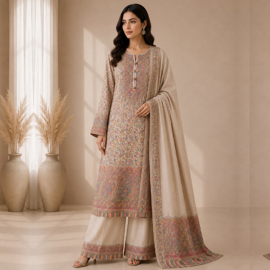 Women's 3 Piece Fully Embroidered Pashmina Suit