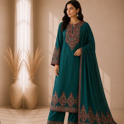 Women's 3 Piece Embroidered Pashmina Suit