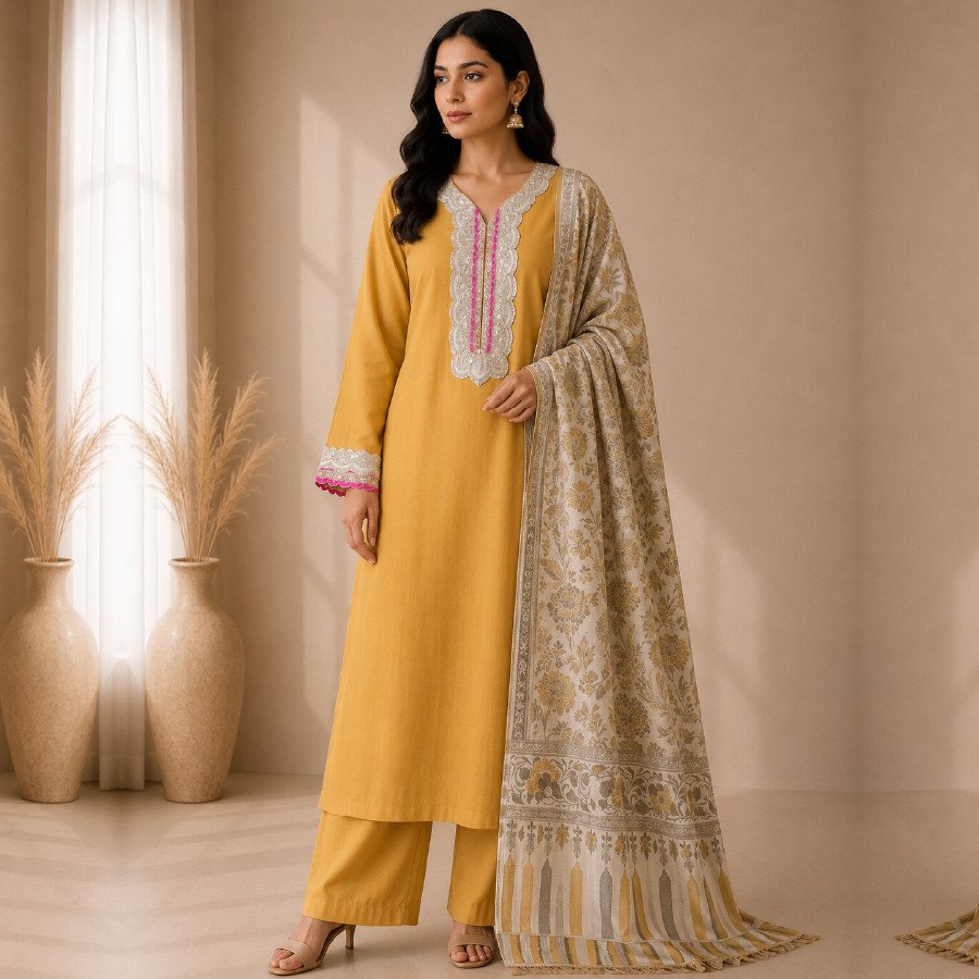 Women's 3 Piece Gotta Lace Pashmina Suit