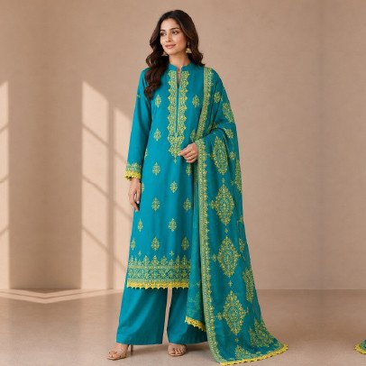 Bareeze Fully Embroidered 3 Piece Formal Suit