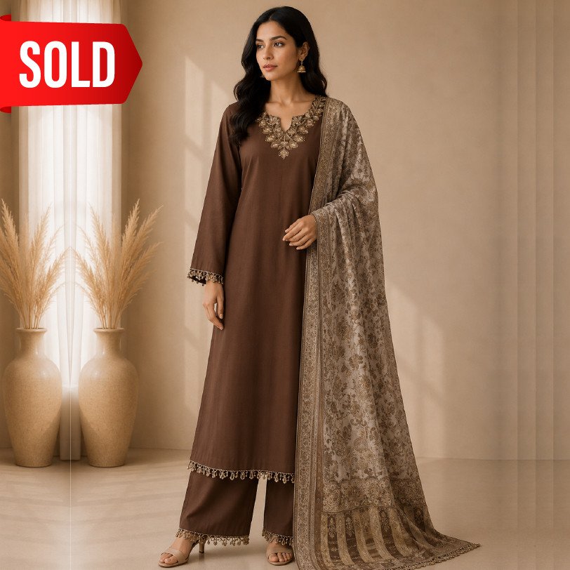 Women's 3 Piece Cut Dana Pashmina Suit