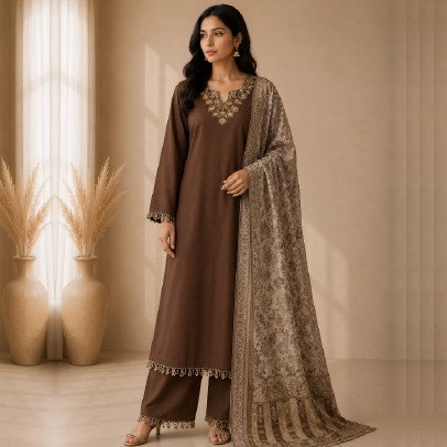 Women's 3 Piece Cut Dana Pashmina Suit
