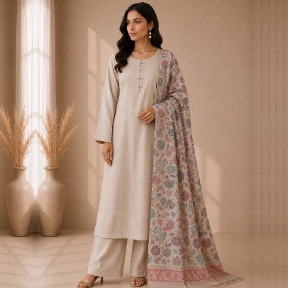 Women's 3 Piece Pearl Pashmina Suit