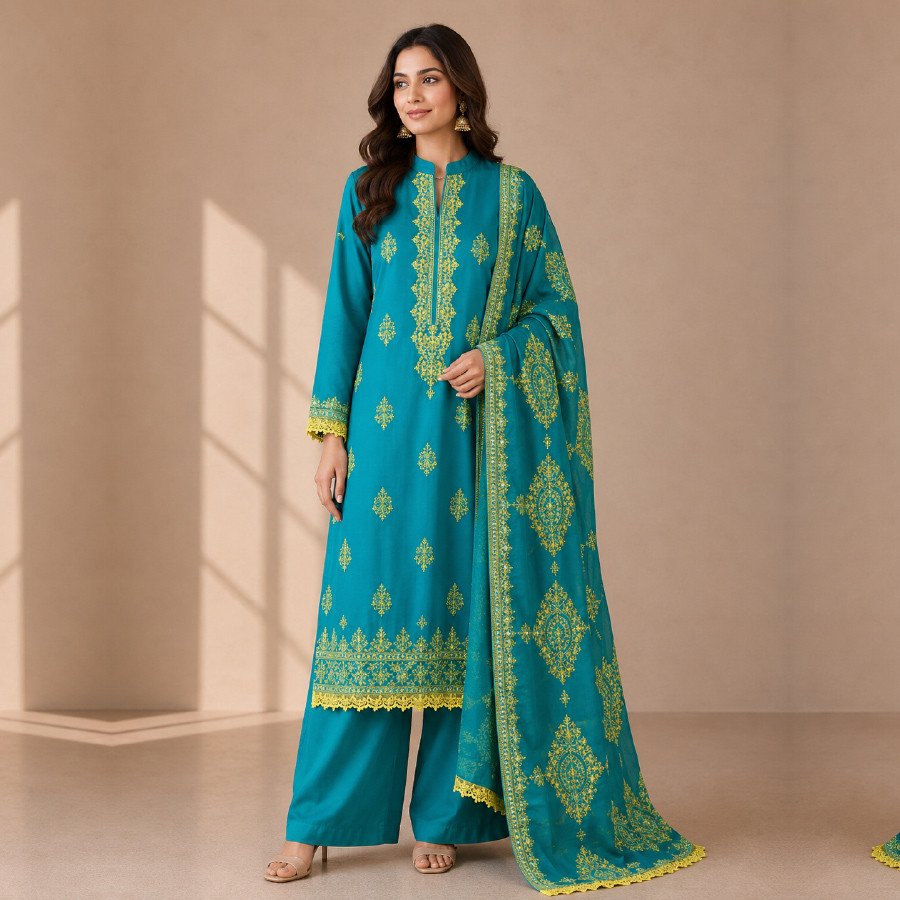Bareeze Fully Embroidered 3 Piece Formal Suit
