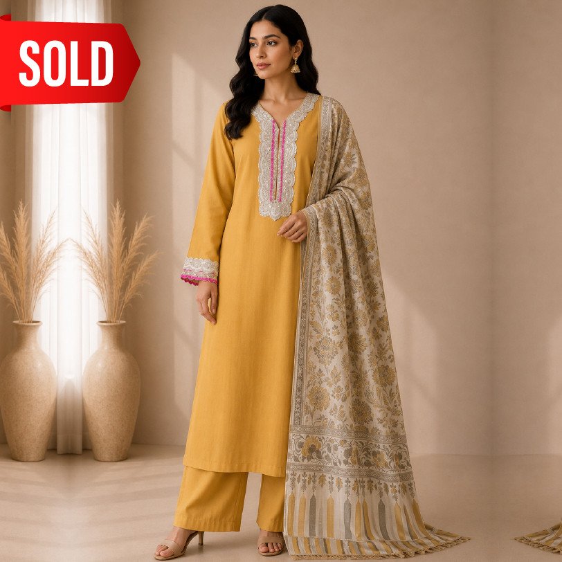 Women's 3 Piece Gotta Lace Pashmina Suit