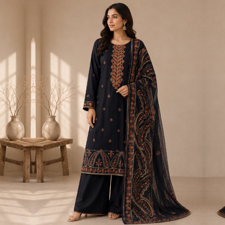Bareeze 3 Piece Fully Embroidered Formal Suit