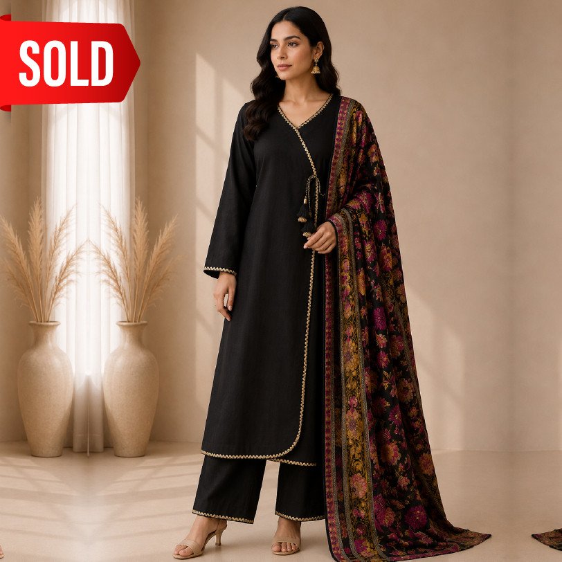 Women's 3 Piece Angrakha Pashmina Suit